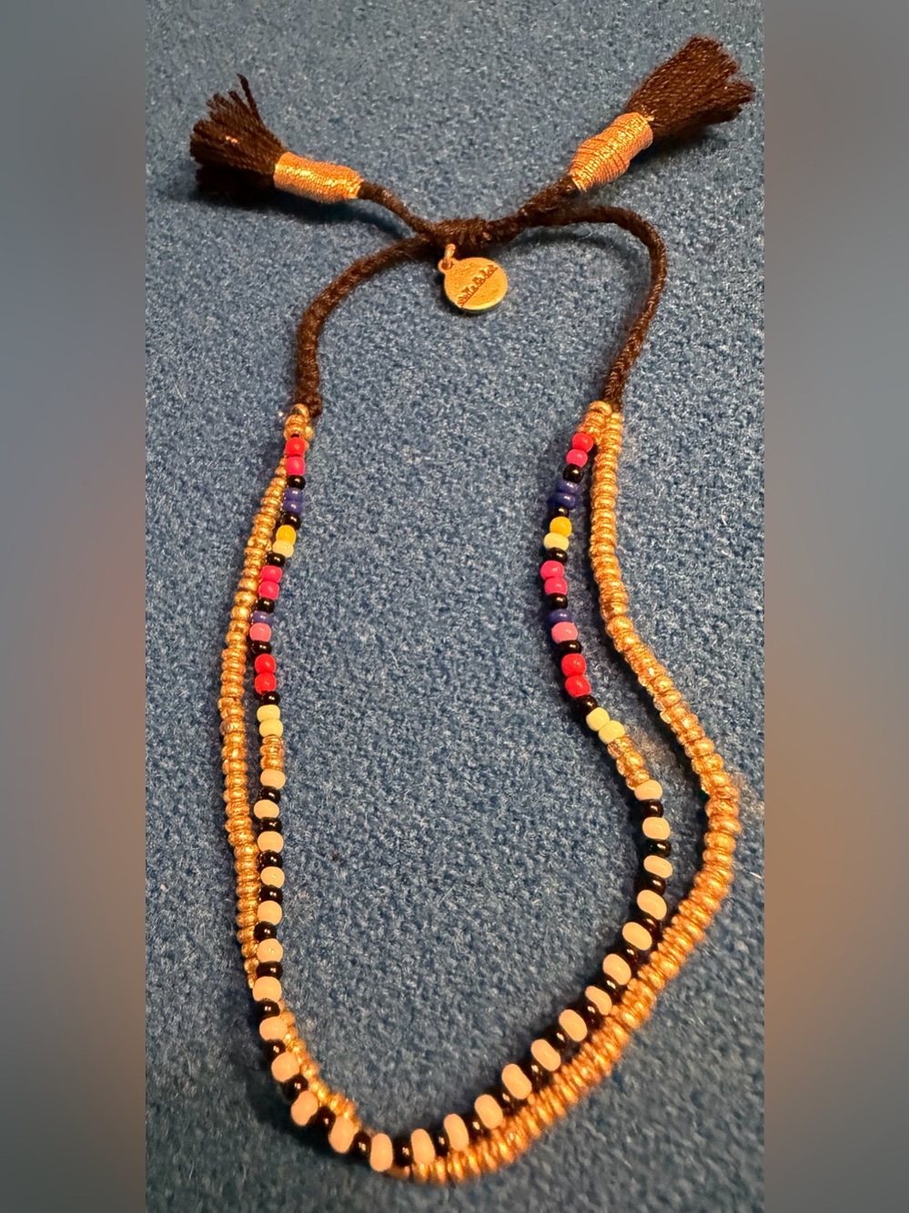 Stella & Dot Gold and Multicolor Beaded Adjustable Bracelet